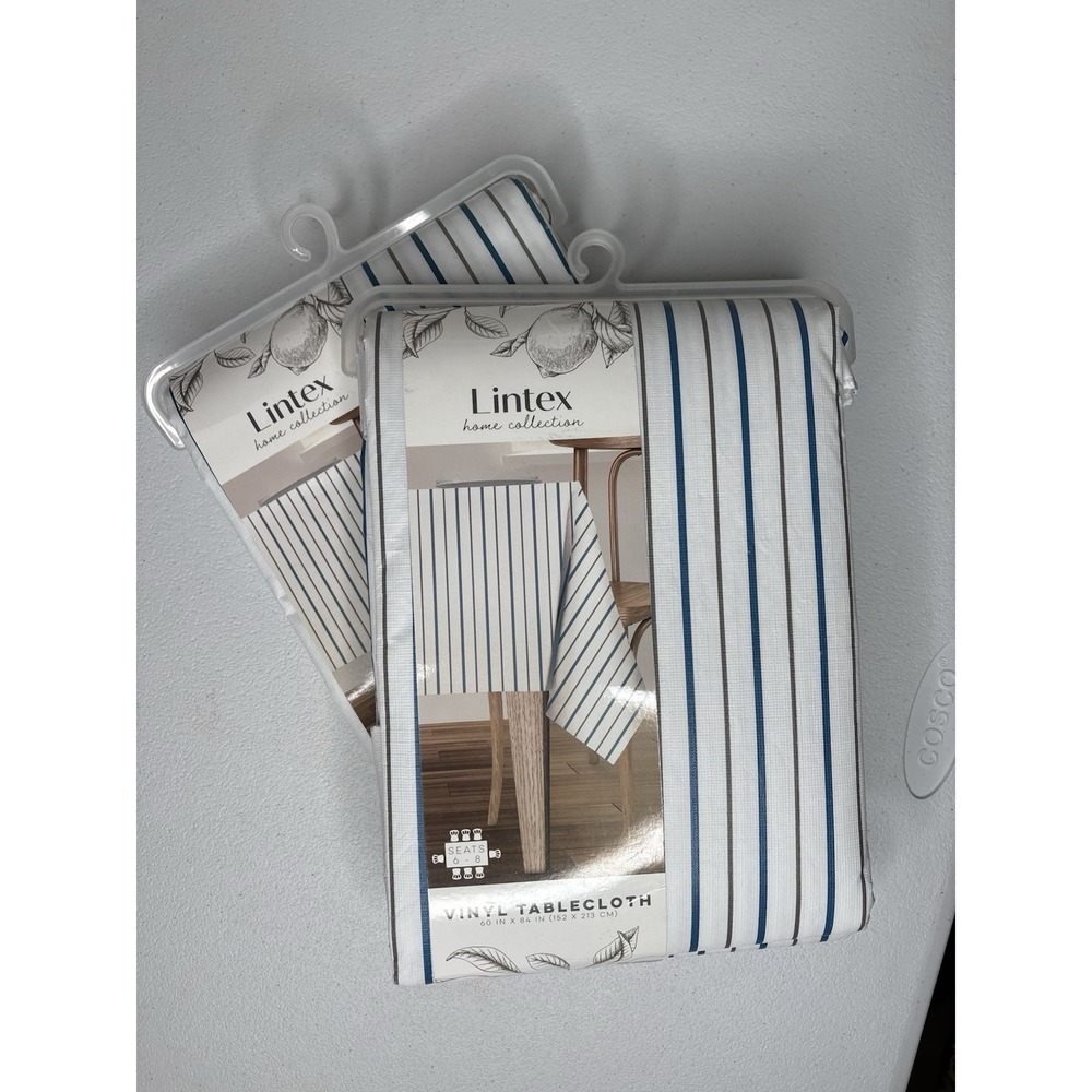 Lintex Vinyl Tablecloth Home Collection Rectangle French‎ Stripe Lot Of 2 New - Picture 15 of 16